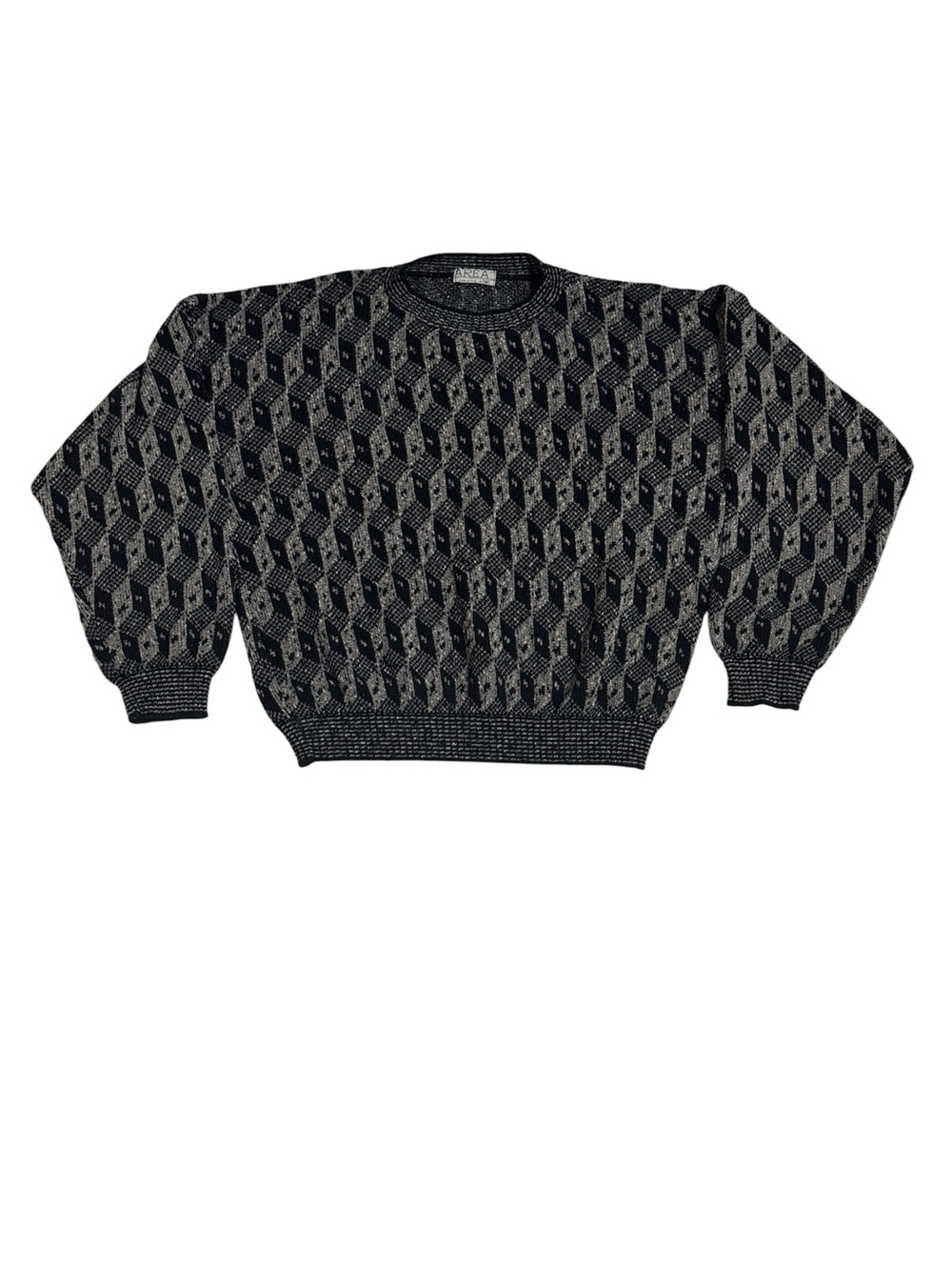 Vintage Area by Tag Mens Size L Geometric Grandpa Crewneck Sweater Made In USA